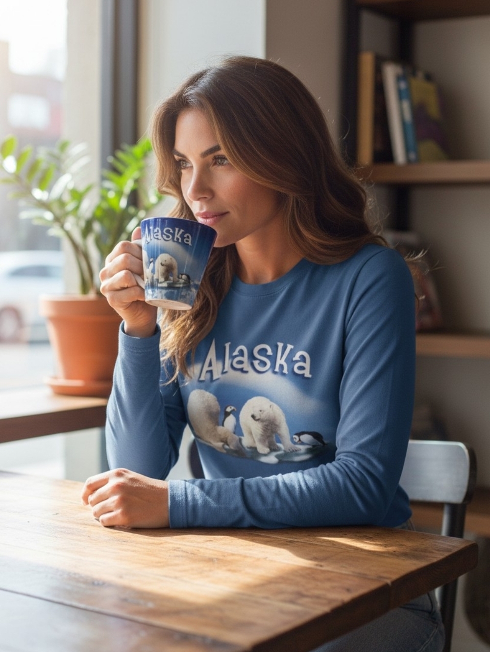 NWOT Alaska Blue and White Mug